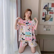 Kawaii Cartoon Pajamas Set For Women Short-sleeved Korean Version Home Clothes Suit Women Cute Pijam