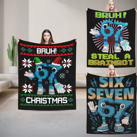 Bruh 67 Six Seven 6-7 Christmas Italian Brainrot Blanket Fleece Autumn/Winter Soft Throw Blanket for