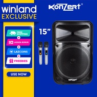 Konzert by Winland 15 Inches 350W Portable Trolley Speaker Patriot LED Style with USB/SD Bluetooth &