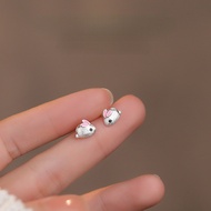 925 Sterling Silver Cute Rabbit Earrings Ear Studs for Lovely Girls
