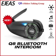 EJEAS Q8 Motorcycle Wireless Helmet Bluetooth 6-Ways Mesh Intercom Headset for 6 Riders