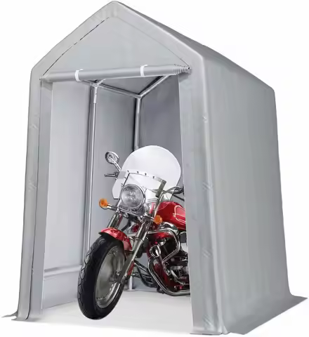 6x8 ft Waterproof UV-Resistant Carport Shed – Heavy Duty Roll-Up Zipper Door Tent, Thickened Galvani