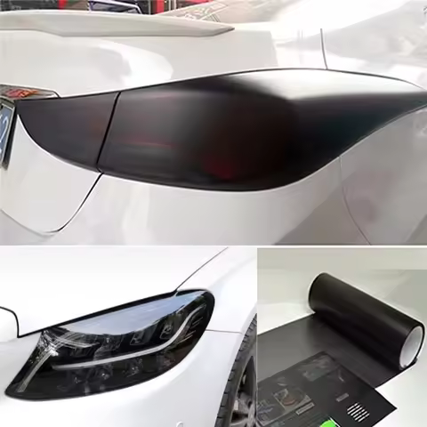 NEW Car Headlight Tint Film Self-Adhesive Light PVC Vinyl Black Sticker Tailing Lamp Mods Stickers D