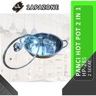 2 IN 1 HOT POT (STEAMBOAT) GLASS LID 28CM STEELE STEAMBOAT POT