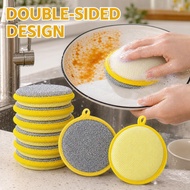 Dish Sponge Double Sided Scrubber Pot Cleaner Magic Sponge Pad Stick Oil Scouring Cleaning H8i4
