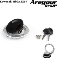 ถจักรยานยนต์ถังน้ำมันเชื้อเพลิงฝาครอบกุญแจล็อค Kawasaki Z750R Z800 ZX14R Z1000 Z750 Ninja ZX6R ZX600