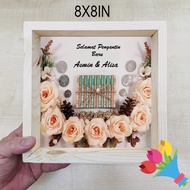 ️ ️Frame Mas kahwin /8x8inch termasuk kaki frame Pine wood
