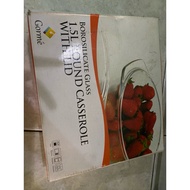 Borosilicate glass Gorge Casserole Pan Heat Resistant Round Casserole 1.5 Ltr with Lid Round Heat Re