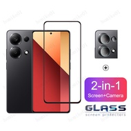 Redmi Note 13 Pro Tempered Glass Screen Protectorfor Redmi Note 13 Pro Plus 5G 4G 12s 11s 10s 12 11 10 Pro Plus Pro+ 13C 5G 4G 2 in 1 Camera Lens Full Cover Tempered Glass Film