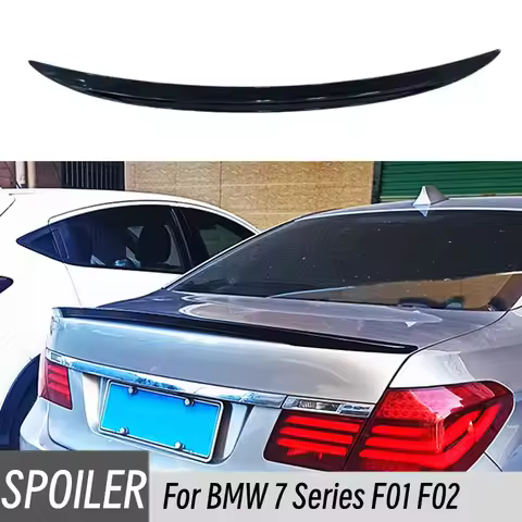 For 2008-2014 BMW 7 Series F01 F02 730i 740i 750i Rear Trunk Lid Black Carbon Car Wings Ducktail Lip
