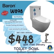 [free bidet spray] Baron Toilet Bowl W898 Tornado Flushing