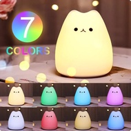 MINI Cat Night Light For Baby Kids Cartoon 7 Colors Silicone Sleeping Lamp Touch Sensor Table Lamp F