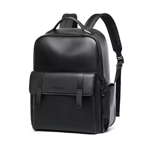 School Stylish Backpack MATE ELAN Waterproof Leather Travel Backpack Men Business 15 Inch Notebook B