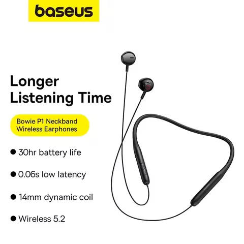 Baseus p1 Neckband Earphone Bluetooth 5.2 Magnetic Adsorption Wireless Headphone Hanging Neck Ear Hi
