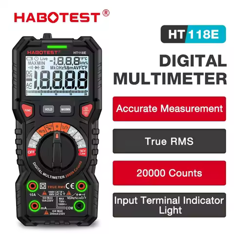 HABOTEST HT118 Digital Multimeter AC/DC NCV Counts Professional Multimeter Auto Range Ture RMS Volta