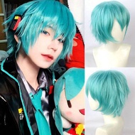 ผมปลอมสีน้ำเงินสำหรับผู้ชาย วิเคราะห์เส้นผมแบบสั้นสำหรับการเปลี่ยนเพศ Mikuo Vocaloid Cosplay ที่สวมใ