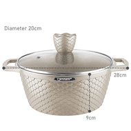 DESSINI Sisik Ikan 20cm Cookware Casserole Pot Granite Die Cast Aluminium Non Stick Bowl Deep Fry  P