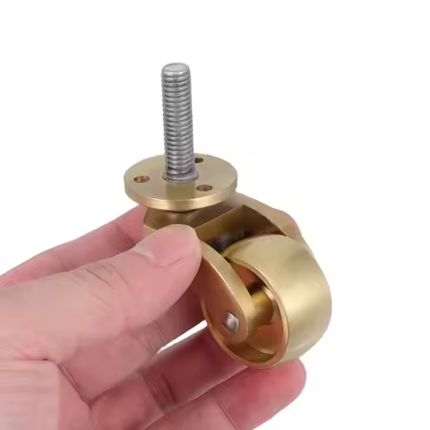 2Pcs Vintage Brass Heavy Duty Swivel Caster Wheels 1.26in M8 Stem Replacement for Furniture Chairs T
