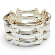 品相極佳 ◇ TIFFANY&Co. Tiffany Gate Link 戒指，925/750 組合，銀和金，JP 尺寸 14，重 12.4 克，女士款，帶盒子。