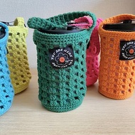 手工編織簍空手提飲料杯袋 (綠色)