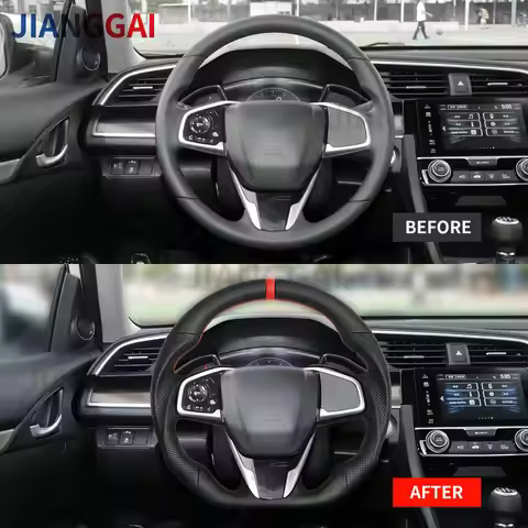 Full Leather Steering Wheel For Honda Civic Type-R 10th Gen FK8 2016-2023 Flat Bottom D-type Steerin