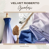 Grosir 1 Roll Kain Satin Gradasi Velvet Roberto Premium / Kain Satin Ombre Two Tune