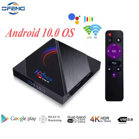 H96 MAX H616 Android 10 TV Box 4GB RAM 64GB ROM media Player with 2.4&5.8G Dual WIFI 6K Ultra HD You