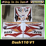 Stiker sticker body stripe cover set (1) honda wave dash110v1 dash 110 v1 dash110 v1 repsol DASH V1 REPSOL STRIPE STIKER