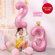 Pink Crown Number Foil Balloons (0-9), 40 Inch for Birthday and Anniversary Events