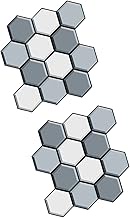Veemoon 2pcs Hexagon Wall Sticker Home Wall Decors Self-adhesive Stickers Brick Paper Hexagon Mirror Norse Decor Indoor Ornament Unique Background Stickers Pvc 3d Household Fall