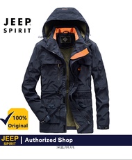 JEEP SPIRIT Jacket ผู้ชายกันน้ำแจ็คเก็ตมีฮู้ดกลางแจ้งปีนเขาลำลอง