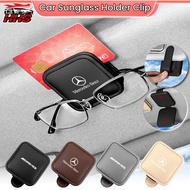 Mercedes Benz Universal Car Sunglasses Holder Sun Visor Magnetic Leather Multifunction Mount Ticket 
