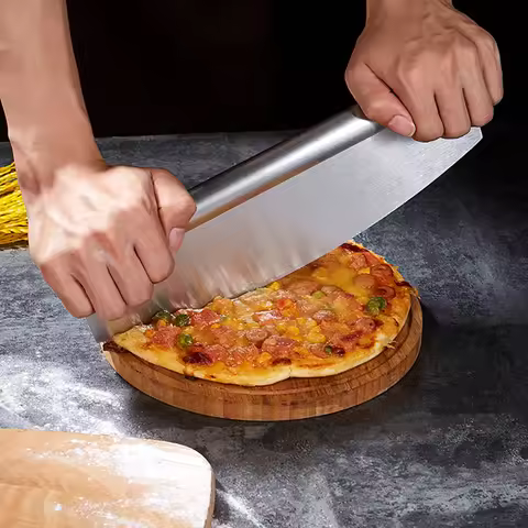 1PC stainless steel pizza shaker with knife sheath Multi-function pizza cutter Nougat cake curved do