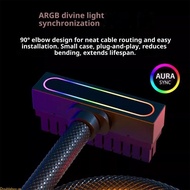 Doublebuy 90 Degree Angled Extension Cable 24PIN ARGB Connection Computer Power Cable ARGB Sync Moth