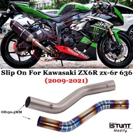 Motorcycle Exhaust Escape Modified Stainless Steel/Titanium Alloy Middle Link Pipe Slip On For Kawasaki ZX6R 2009-2021 z