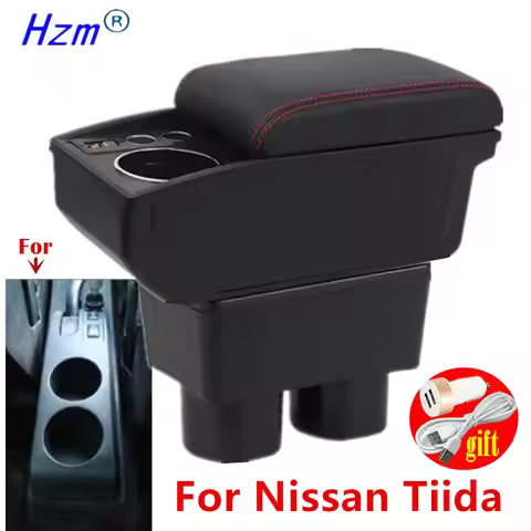 For Nissan Tiida C11 Armrest Box Nissan Latio Sylphy Versa Car Armrest Box Center Storage Box Cup Ho