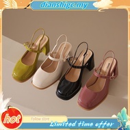 Mary Jane High Heels Flat Strap Thick Heels Back Hollow Heels Women