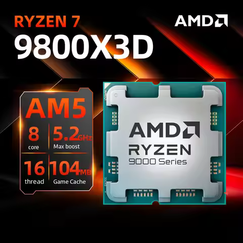 AMD Ryzen 7 9800X3D Gaming CPU R7 9800X3D 5.2GHz 8-Core 16-Thread 104M Game Cache Socket AM5 without