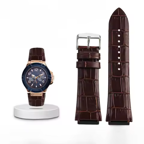 Soft Genuine Cow Leather Men's Watbands for Guess W0247G3/W0040G3/W0040G7 Series Cowhide Sweatproof 