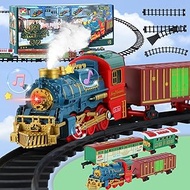 Toy Train Sets for Boys and Girls - Electric Train Set for Boys 4-7, Rechargeable Kids Train Toys for Adults Model with Spray, Lights, Sounds, Tracks, Steam Locomotive Engine，Gift，Decor