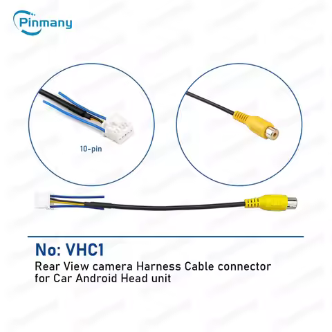 Pinmany Car Radio Cable Adapter 10-pin Rear View camera Video CVBS Input RCA Wire Harness plug Socke