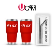 แบรนด์ดังครึ่งราคา ชุดแก้วเก็บความเย็น เก็บอุณหภูมิ UCAM พร้อมหลอดสแตนเลส 2 ใบ 30 ออนซ์ ใส่ที่วางแก้