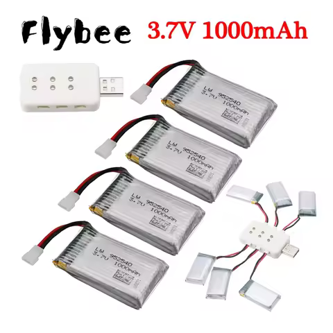 3.7V 1000mAh Lipo Battery / 6-in-1 Charger for Syma X5 X5C X5SC X5SW TK M68 CX-30 K60 905 V931 RC Qu
