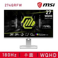 【MSI 微星】MAG 274QRFW 白色電競螢幕