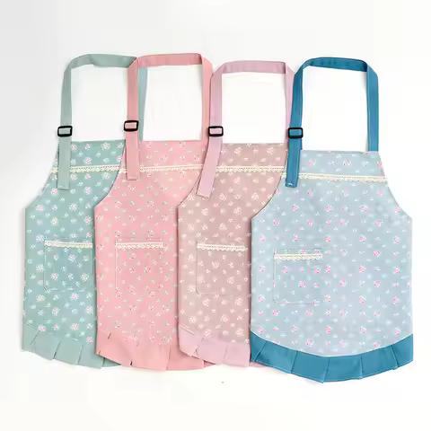Children's floral aprons girls' household chores kindergarten aprons art paintings baking sleeveless