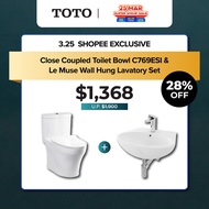 (3.25 Shopee Exclusive) TOTO One Piece Toilet Bowl C889DESI & TOTO Le Muse Wall Hung Lavatory Set