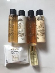 Melvita ~ gift set ( 6 items) shampoo, conditioner/ body milk / shower gel / soap / body oil ( travel package)
