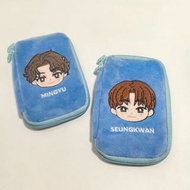 日本 SEVENTEEN PetiTEEN MINGYU & SEUNGKWAN 淺藍色絨毛布 直身 收納袋
