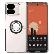 Ring Holder Clear Case for Google Pixel 9 Pro Fold Hard Plastic Transaparent Shockproof Cover for Pi