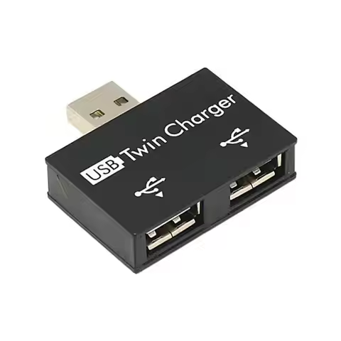 Y1UB Twin Dual 2Port USB Splitter USB Hub 2 Port Adapter for Phone